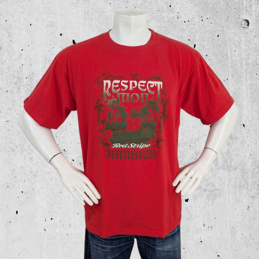 Red Stripe Beer T Shirt Jamaican Tee Jamaica Reggae Size 2XL XXL